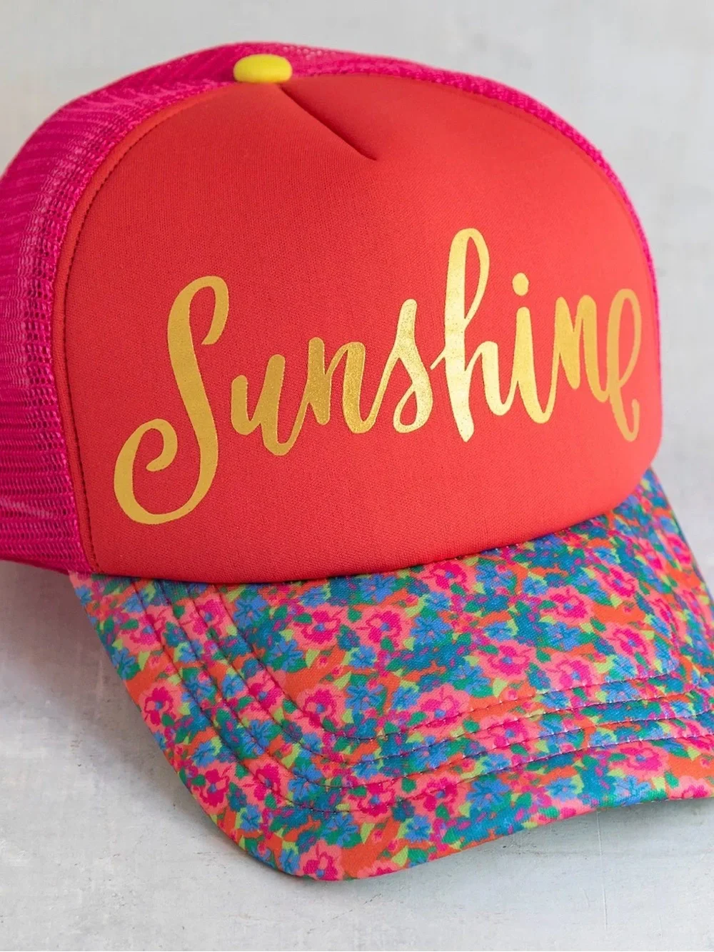 New Natural Life Sunshine Pink Adjustable Vented Mesh Trucker Hat